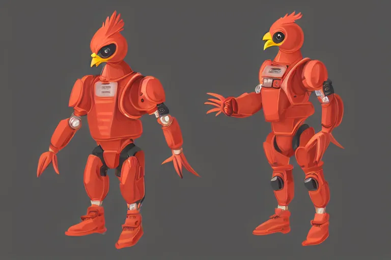 Prompt: a chicken in a cybertech battle suit, analysis report, artstation character reference sheet, photo realistic 1 9 8 0 s polaroid flash photography