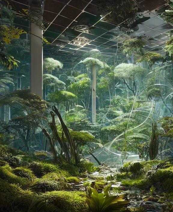 Prompt: intricate transparent clear see - through image of forge, lush botany, futuristic environment, ultra realistic, concept art, psychedelic, photorealistic, octane render, 8 k, unreal engine. art by nori inoguchi and sam kaplan and zachary goulko and christopher marley