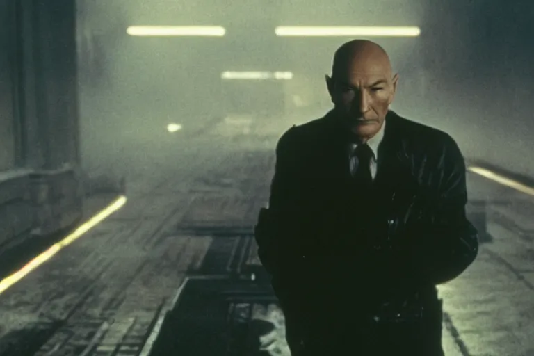 Image similar to film still patrick stewart in blade runner, 8 k