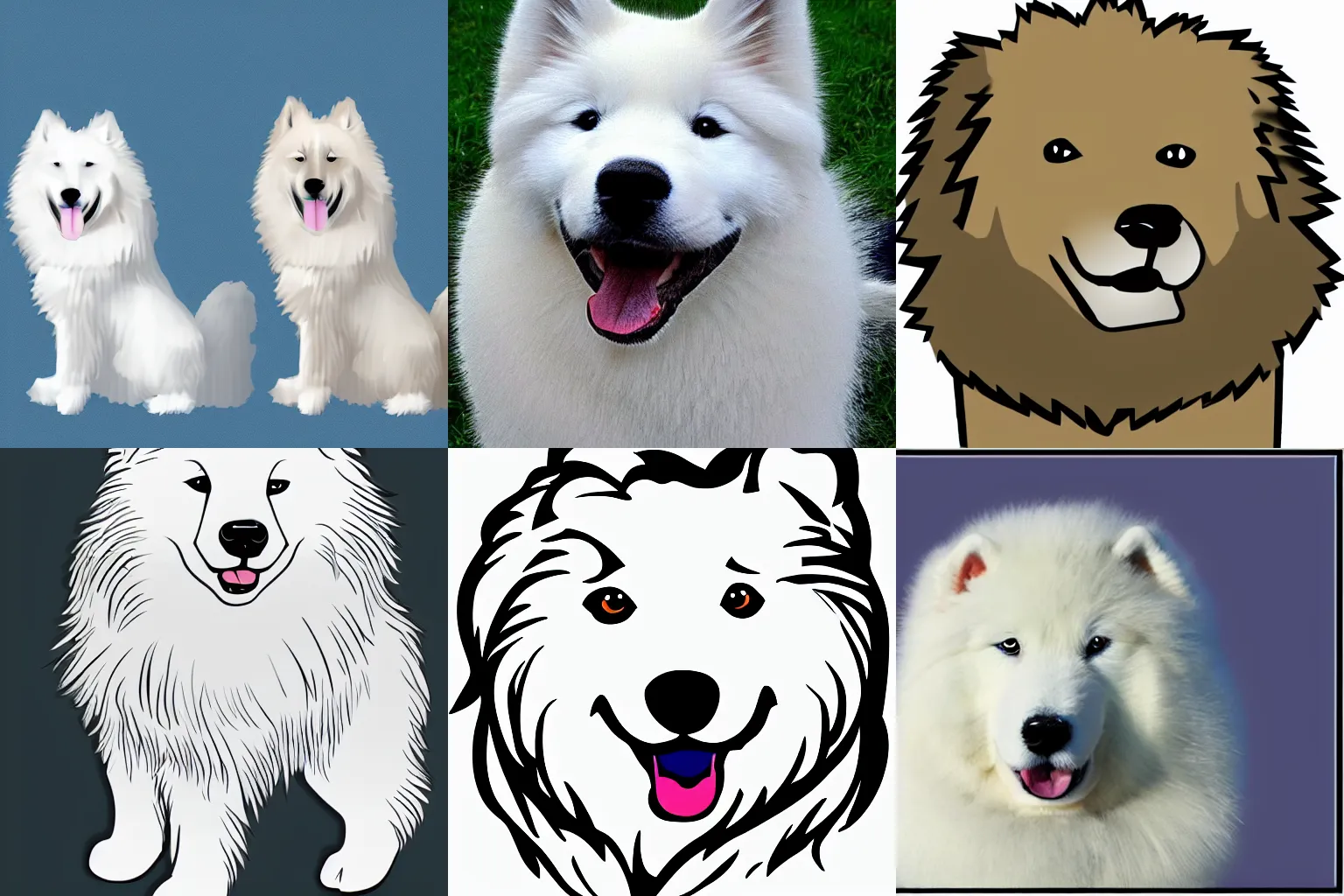 Prompt: a samoyed dog, clip art