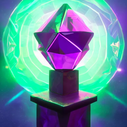 Image similar to purple powerful magic mana symbol, crystal structure, epic legends game icon, stylized digital illustration, radiating, a glowing aura, global illumination, ray tracing, hdr, unreal engine, octane render, trending on arstation, by ian pesty and katarzyna bek - chmiel