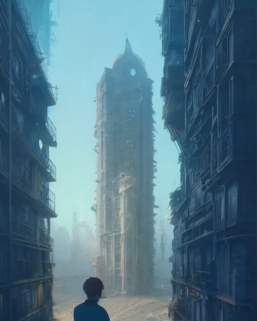 Image similar to highly detailed surreal vfx portrait of an incredible cityscape, stephen bliss, unreal engine, greg rutkowski, loish, rhads, beeple, makoto shinkai and lois van baarle, global illumination, detailed and intricate environment