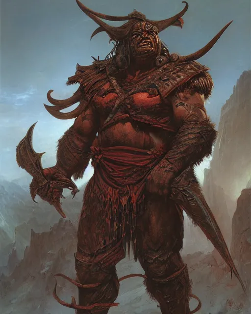 Image similar to an orc warrior by Thomas Cole and Wayne Barlowe