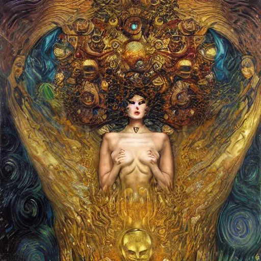 Image similar to Divine Chaos Engine by Karol Bak, Vincent Van Gogh, and Gustav Klimt