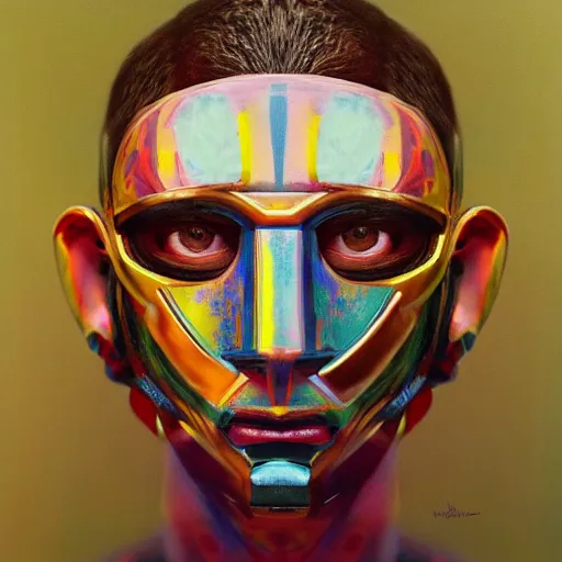 Prompt: Intricate five star Space Warrior facial portrait by Pablo Picasso,oil on canvas, Photo Realistic, hyperrealism, high detail, matte finish, high contrast, 3d depth, masterpiece, vivid colors, artstationhd