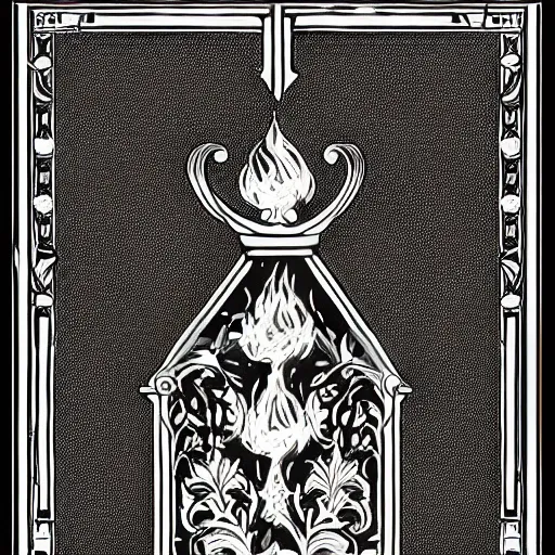 Prompt: concept art of a Victorian detailed print | victorian | candle flame | black and white color scheme by David Carson
