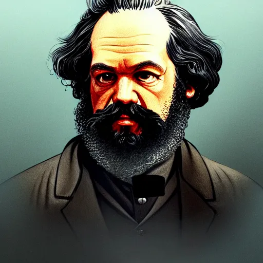 Image similar to portrait of karl marx from dune, sci - fi, techwear, intricate, elegant, highly detailed, digital painting, artstation, concept art, smooth, sharp focus, illustration, by bartek fedyczak, erak note, tooth wu, neil richards, kan liu, siwoo kim, jisu choe