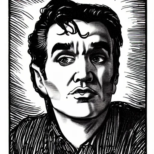 Image similar to a sketch of morrissey drawn by robert crumb