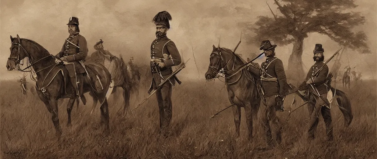 Image similar to “ extremely detailed stunning portraits of union soldiers at gettysburg by william on art station ”