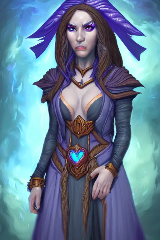 Image similar to Portrait of a sorceress by Heartstone official artists, exagerated accurate details