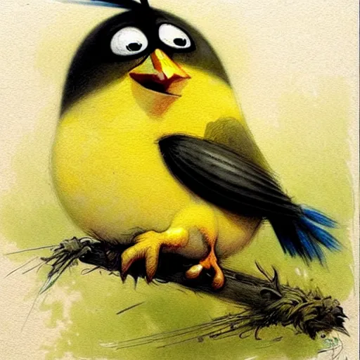 Image similar to ( ( ( ( ( yellow angry bird. muted colors. ) ) ) ) ) by jean - baptiste monge!!!!!!!!!!!!!!!!!!!!!!!!!!!