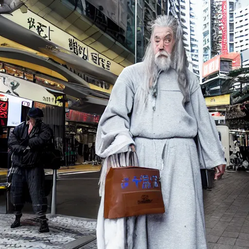 Prompt: gandalf hypebeast in hong kong