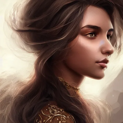 Prompt: A portrait of an attractive young female earth angel, beautiful long brown hair, rocks and stones, intricate, highly detailed, elegant, digital painting, trending on artstation