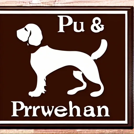 Prompt: brown and white sprocker spaniel pub plaque logo no text