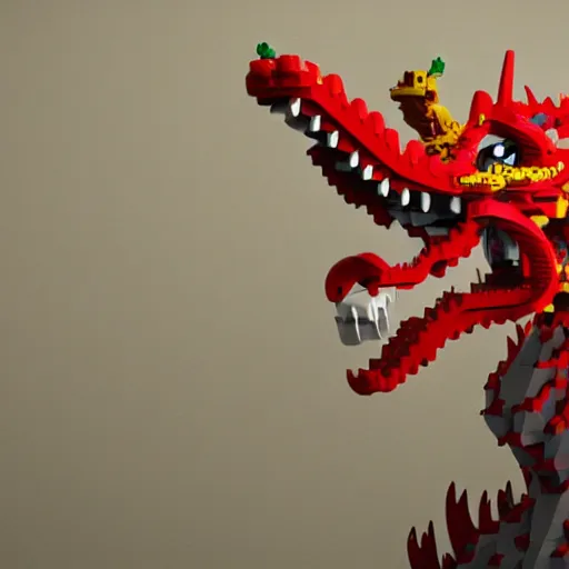 Prompt: A chinese dragon made of legos, octane render, zbrush, trending on artstation, 4k