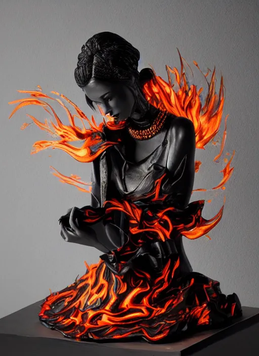 Image similar to sculpture made of flame, portrait, female, future, torch, fire, harper's bazaar, vogue, fashion magazine, intricate, concept art, close up, ornate, luxury, elite, elegant, trending on artstation, by ruan jia, by Kenneth Willardt, by ross tran, by WLOP, by Andrei Riabovitchev,