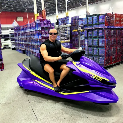 Image similar to thanos riding jetski at costco