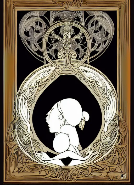 Image similar to an art nouveau picture frame around a blank canvas vector art by brian froud