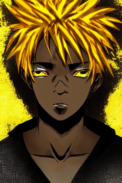 AI Art: anime man black hair golden eyes by @Tilber Bruno