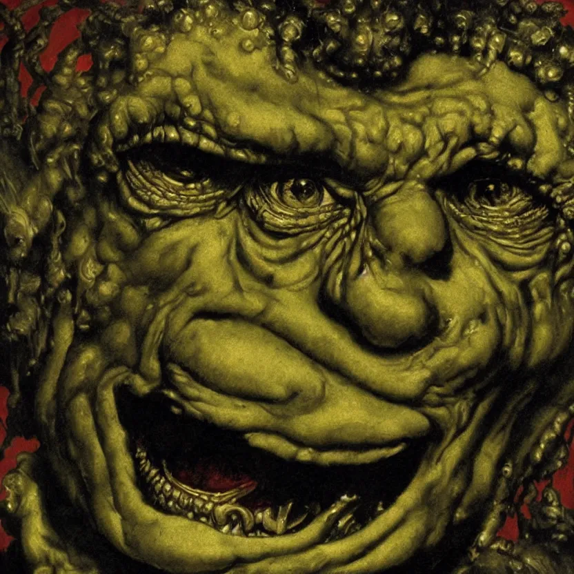 Prompt: a baroque neoclassicist close - up portrait of creature from the black lagoon. head, face and shoulders, foggy background. renaissance portrait painting. highly detailed science fiction painting by norman rockwell, frank frazetta, and syd mead. rich colors, high contrast, gloomy atmosphere, dark background. trending on artstation.