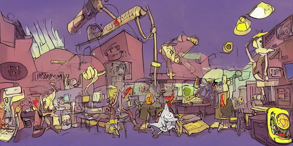 Prompt: cartoon concept art from sam and max