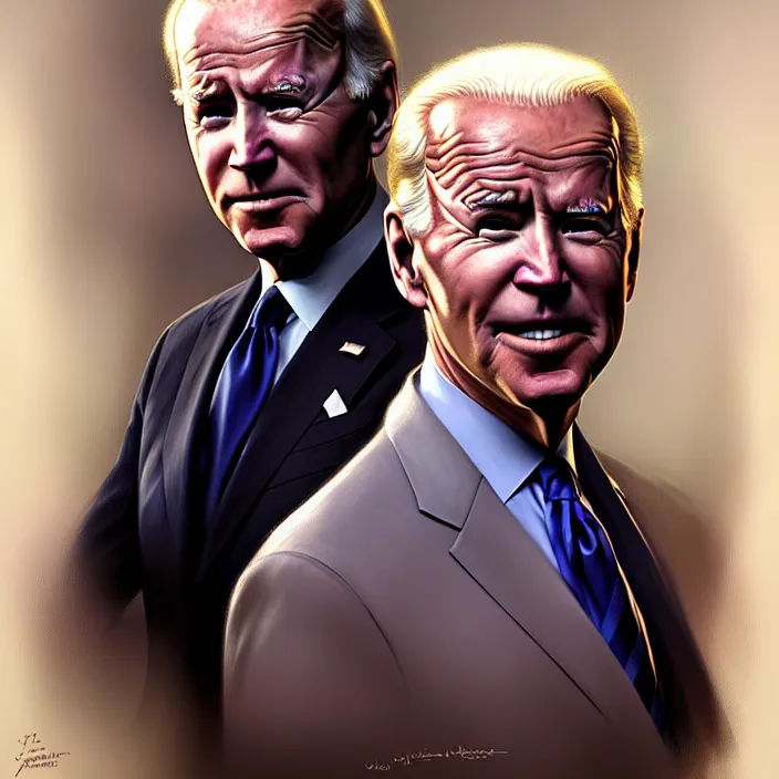 Image similar to President Joe Biden, diffuse lighting, fantasy, intricate, elegant, highly detailed, lifelike, photorealistic, digital painting, artstation, illustration, concept art, smooth, sharp focus, art by John Collier and Albert Aublet and Krenz Cushart and Artem Demura and Alphonse Mucha