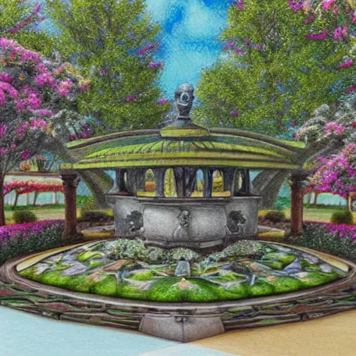 Prompt: Intricate five star Beautiful Park by Monica Lee, Colored pencil on paper, high detail, skin texture, photo realistic, hyperrealism,matte finish, high contrast, 3d depth, masterpiece, vivid colors, artstationhd