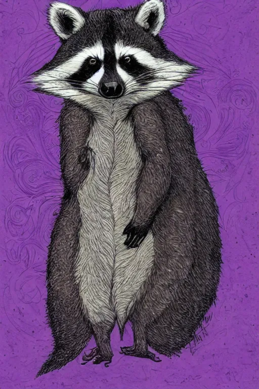 Image similar to purple stelar raccoon in the style of Rebecca Guay, high resolution 4k