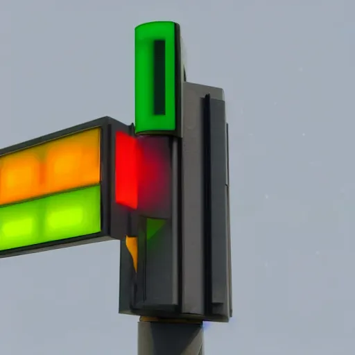 Prompt: a close up of a traffic light on a gray background, a computer rendering by senior environment artist, featured on polycount, cubo - futurism, 8 k 3 d, hard surface modeling, sketchfab