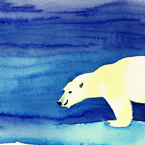 Image similar to a polar bear in water color