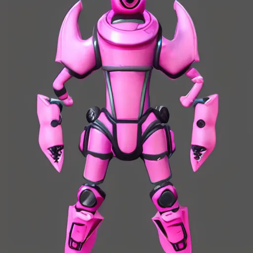 Prompt: pink mechanical alien, fortnite character c 9. 0