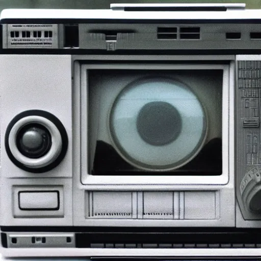 Image similar to an 8 0 s home video company logo as presented on a vhs tape. crt monitor.