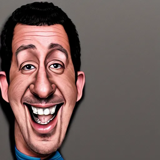 Image similar to a realistic, accurate caricature drawing of adam sandler