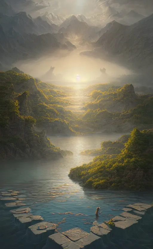 Image similar to lake godness, highly detailed, d & d, water everwhere fantasy, highly detailed, digital painting, trending on artstation, concept art, sharp focus, global illumination, ray tracing, illustration, art by artgerm and greg rutkowski and fuji choko and viktoria gavrilenko and hoang lap