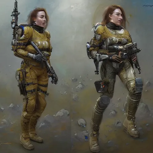 Image similar to female Intergalactic combat paramedic on the battlefield, Sci-Fi art by Donato Giancola and Bayard Wu, digital art, trending on artstation