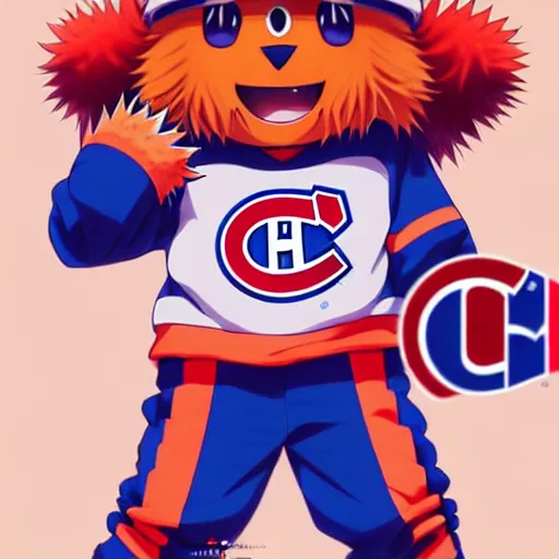 Image similar to anime Portrait of Youppi the Habs Montreal Canadiens Mascot as a very cute powerful and friendly pokemon, highly detailed anime, smooth, sharp focus, dynamic lighting, intricate, trending on ArtStation, illustration pokemon, art by WLOP