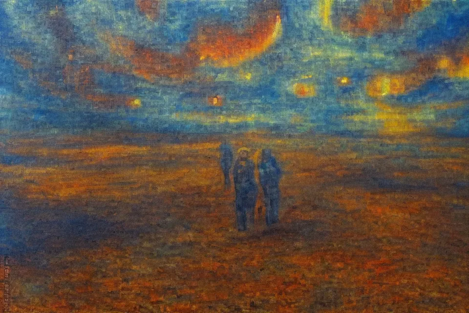 Prompt: the last day on earth, impressionist painting