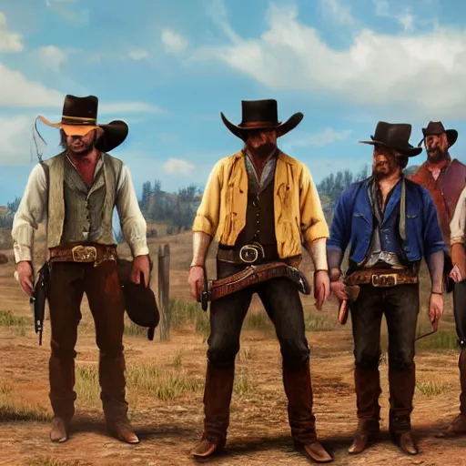 Image similar to a saloon fight between cowboys in the style of rockstar red dead redemption 2, concept art, 8 k, trending on artstation, brushstrokes