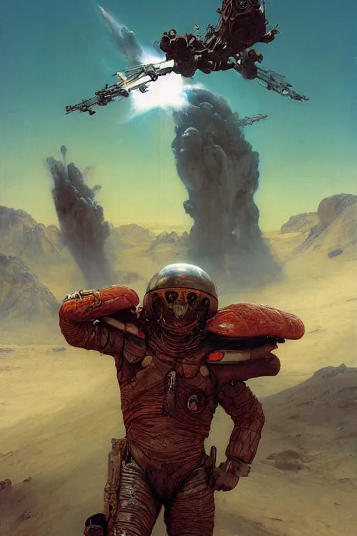 Image similar to a mission to a vulcano on mars, painted by ruan jia, raymond swanland, lawrence alma tadema, zdzislaw beksinski, norman rockwell, jack kirby, tom lovell, alex malveda, greg staples