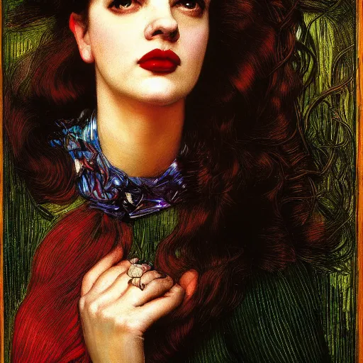 Prompt: portrait of a hybrid of judy garland and lady gaga, holman hunt, john william waterhouse, kilian eng, rosetti, john everett millais, william holman hunt, 4 k