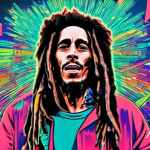 Image similar to cyberpunk bob marley