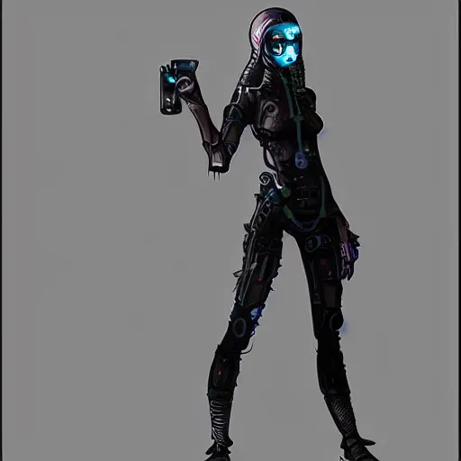 Image similar to “Concept art, hacker cyborg girl, highly detailed”