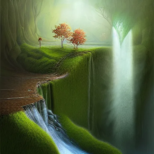 Prompt: waterfall, gediminas pranckevicius