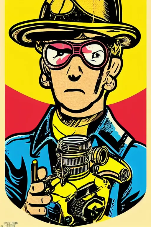 Image similar to fallout 7 6 retro futurist illustration art by butcher billy, sticker, colorful, illustration, highly detailed, simple, smooth and clean vector curves, no jagged lines, vector art, smooth andy warhol style