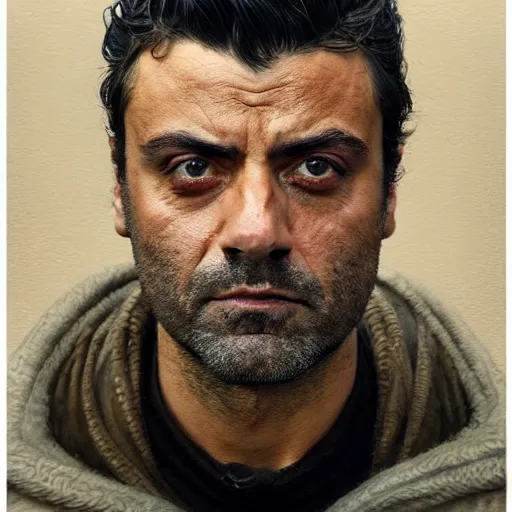 Prompt: oscar isaac, closeup portrait art by donato giancola and greg rutkowski, realistic face, digital art, trending on artstation, symmetry!!