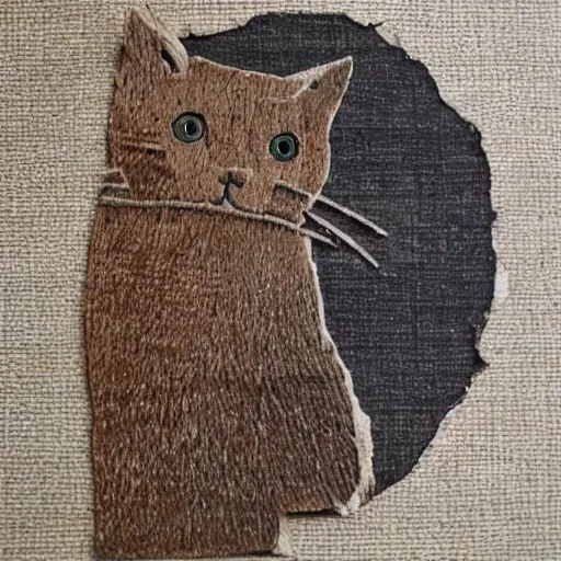 Image similar to a cat made of bark