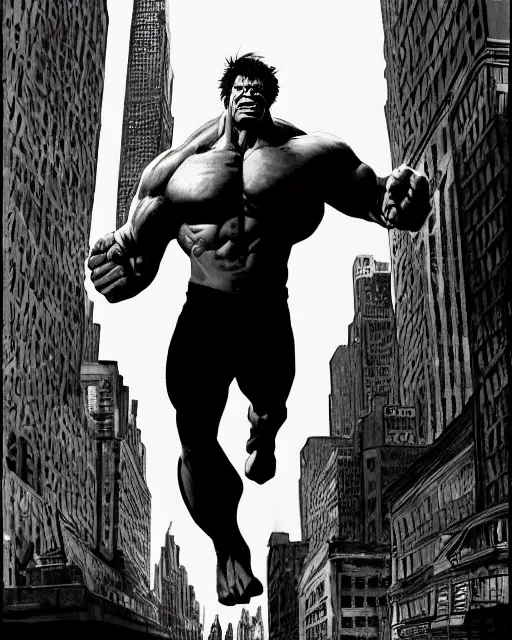 Image similar to a portrait of the incredible hulk looking angry in new york city by alex ross dramatic lighting.