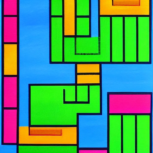 Image similar to a painting of tetris art by monet