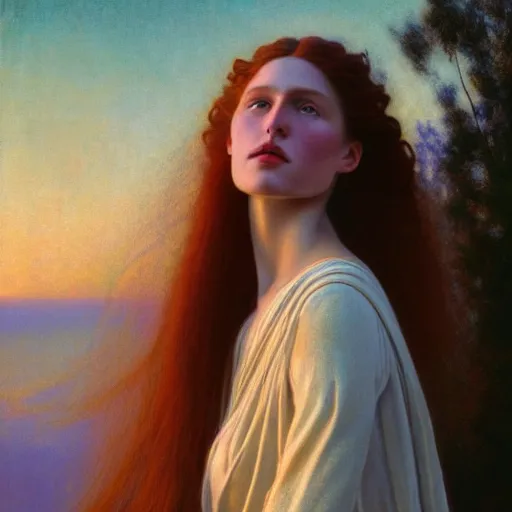 Prompt: photographic portrait of a stunningly beautiful arts and crafts art nouveau secessionist symbolism female in soft dreamy light at sunset, contemporary fashion shoot, by edward robert hughes, annie leibovitz and steve mccurry, david lazar, jimmy nelsson, breathtaking, 8 k resolution, extremely detailed, beautiful, establishing shot, artistic, hyperrealistic, beautiful face, octane render