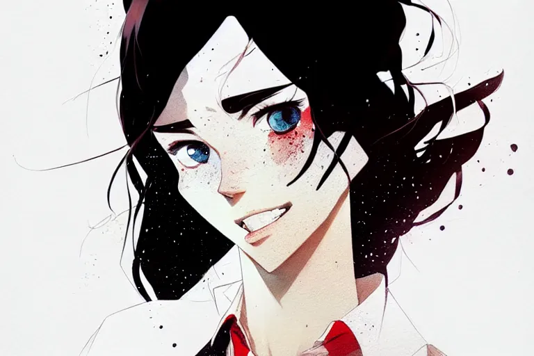 Image similar to a ultradetailed full body portrait of a woman dressed in a white shirt with a tie, by conrad roset, greg rutkowski and makoto shinkai trending on artstation